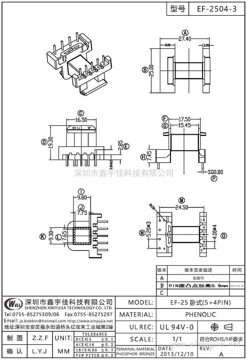 EF-2504-3 EF-25臥式(5+4PIN)