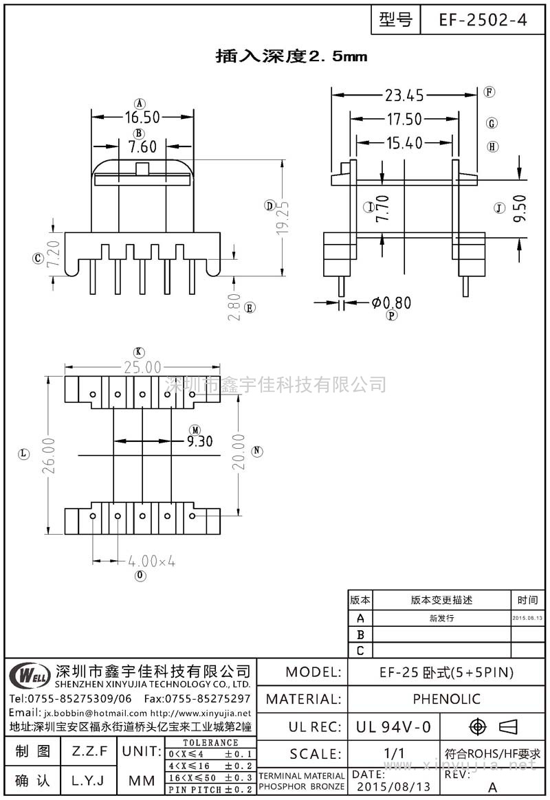 EF-2502-4 EF-25臥式(5+5PIN)