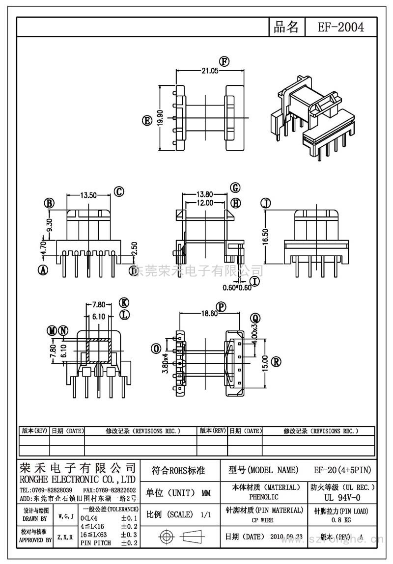 RH-EF-2004/EF-20臥式 (4+5PIN)